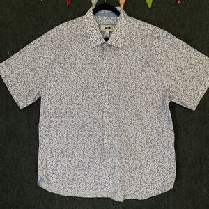 Joseph Abboud Men’s XXL Short Sleeve Button Down Shirt Purple Floral Cotton